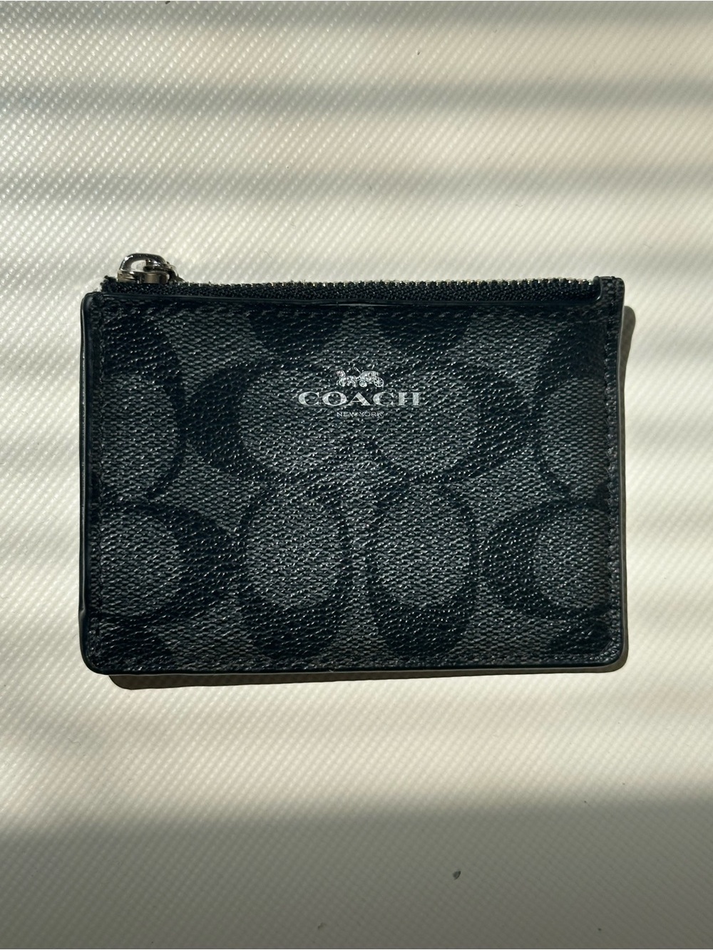Coach Black Signature Zip Card Pouch